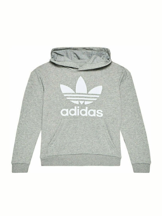 Kids Sweatshirt with Hood and Pockets Gray Trefoil