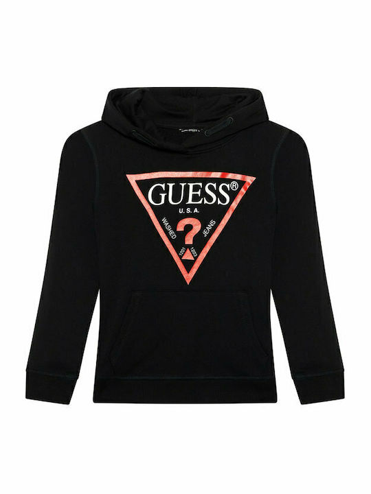 Fleece Kids Sweatshirt with Hood and Pockets Black