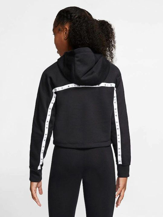 Fleece Kids Sweatshirt Cropped with Hood Black Sportswear Air