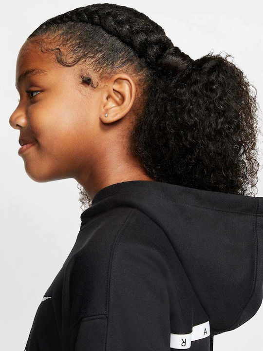 Fleece Kids Sweatshirt Cropped with Hood Black Sportswear Air