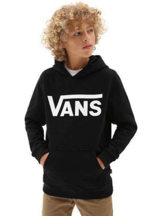 Fleece Παιδικό Φούτερ με Κουκούλα και Τσέπες Μαύρο Classic II