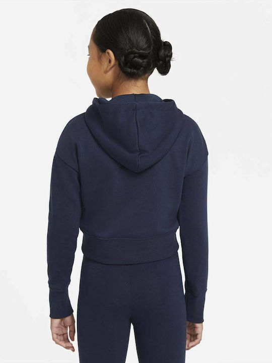 Fleece Παιδικό Φούτερ Cropped με Κουκούλα Navy Μπλε Sportswear