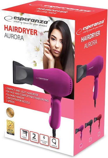 Esperanza Aurora Travel Hair Dryer 750W EBH003 Pink
