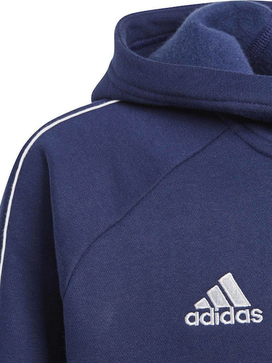 Adidas Kids Fleece Sweatshirt with Hood and Pocket Navy Blue Core 18