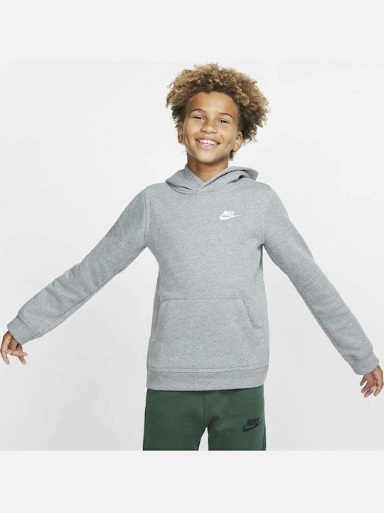 Fleece Kids Sweatshirt with Hood and Pockets Gray Sportswear Club