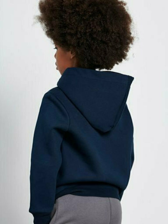 Fleece Παιδικό Φούτερ με Κουκούλα και Τσέπες Μπλε