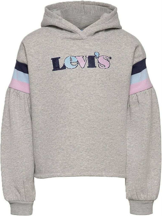 Levi's Παιδικό Φούτερ Cropped με Κουκούλα Γκρι
