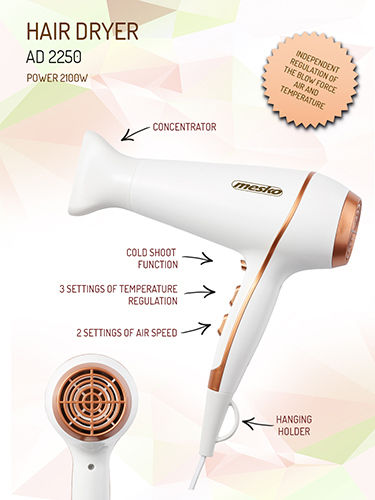 Mesko Hair Dryer Πιστολάκι Μαλλιών Turbo 2100W