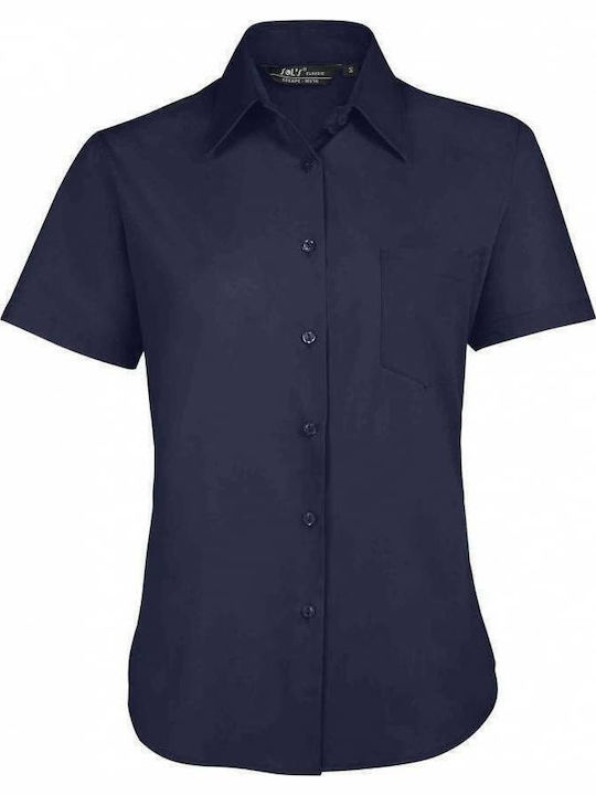 Escape Women's Monochrome Short Sleeve Shirt Navy Blue