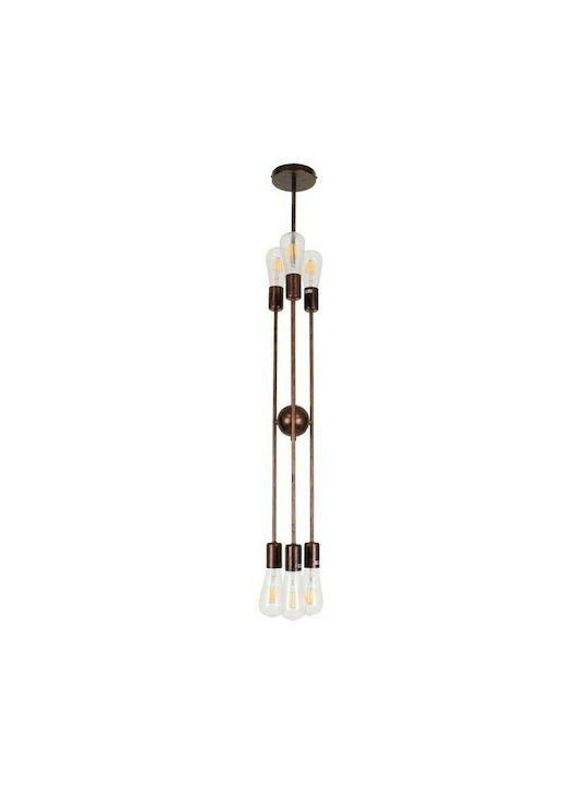 GloboStar Zane Pendant Light Copper Rail for 6 Bulbs E27 71x15x100cm