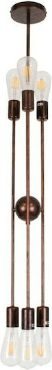 GloboStar Zane Pendant Light Copper Rail for 6 Bulbs E27 71x15x100cm