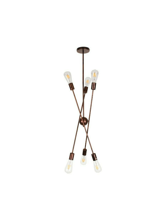 GloboStar Zane Pendant Light Copper Rail for 6 Bulbs E27 71x15x100cm