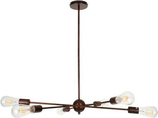 GloboStar Zane Pendant Light Copper Rail for 6 Bulbs E27 71x15x100cm