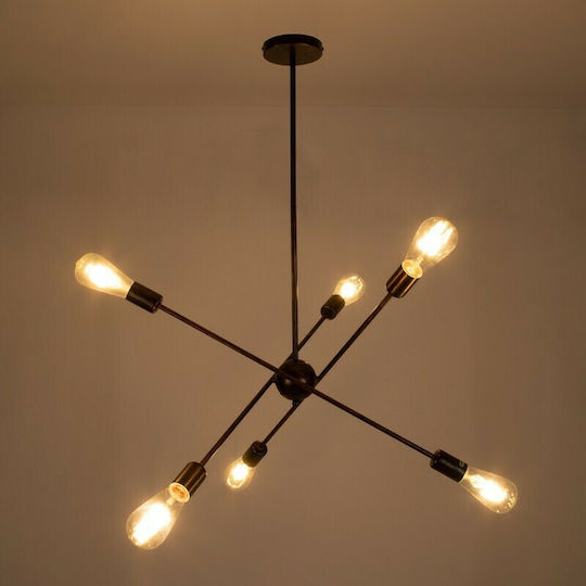GloboStar Zane Pendant Light Copper Rail for 6 Bulbs E27 71x15x100cm