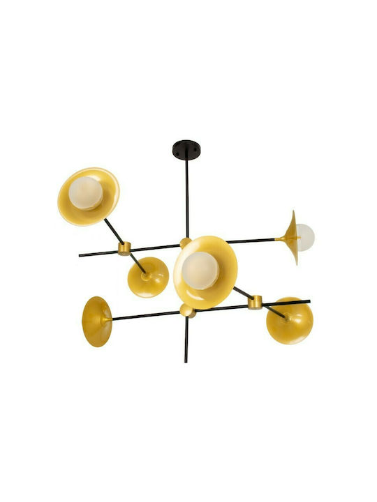 GloboStar Joliet Pendant Light Black Grid for 6 Bulbs G9 93x43x87cm