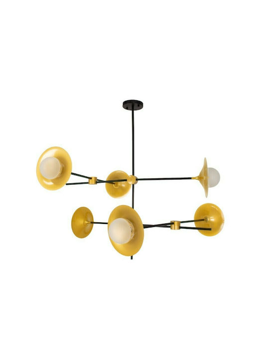 GloboStar Joliet Pendant Light Black Grid for 6 Bulbs G9 93x43x87cm