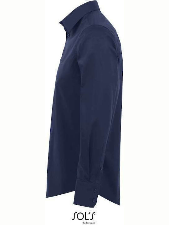 Brighton Μακρυμάνικo Πουκάμισο σε Στενή Γραμμή Navy Μπλε