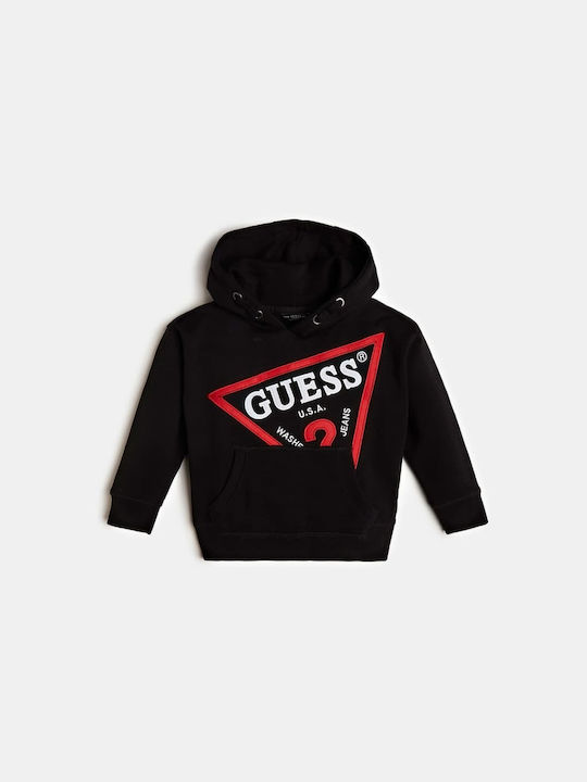 Guess Kinder Sweatshirt mit Taschen Schwarz