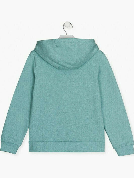 Kinder-Sweatshirt mit Kapuze und Taschen Türkis