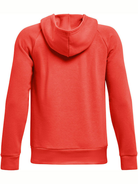 Under Armour Fleece Παιδικό Φούτερ με Κουκούλα και Τσέπες Κόκκινο Rival