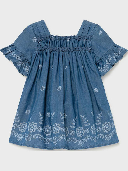 Rochie pentru Copii Mâneca scurta Denim Floral Albastru