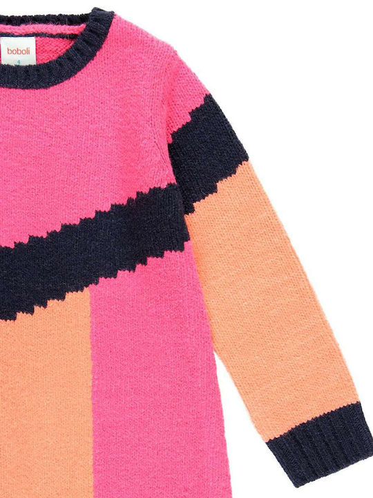 Kinderkleid Langärmelig Knitted Fuchsie