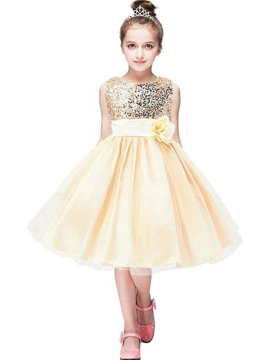 Children's Dress Sleeveless Gold