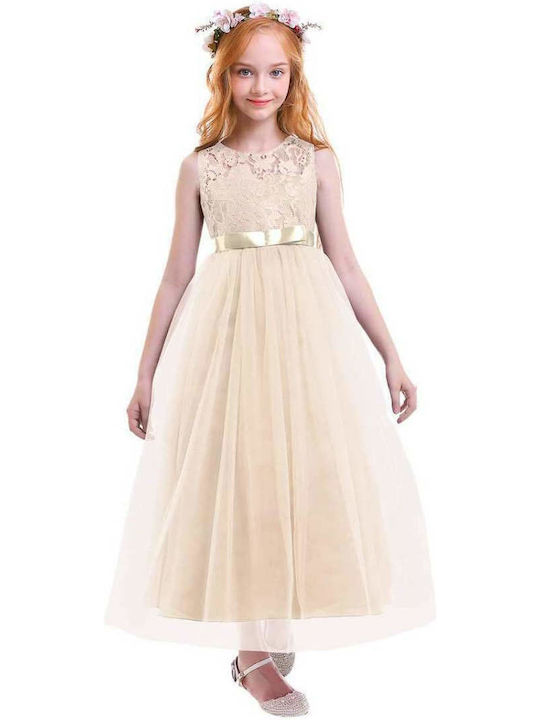 Kinderkleid Ärmellos Beige