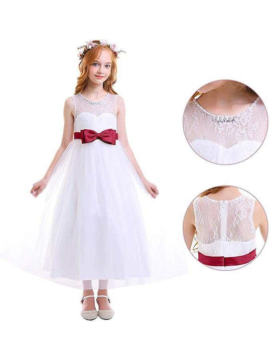 Kinderkleid Ärmellos Tüll Weiß