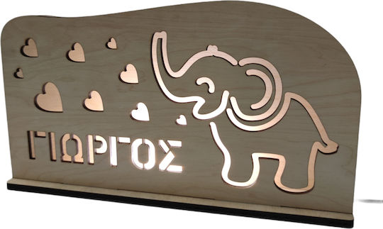 Fly Digital Led Kids Decorative Lamp Elephant Brown 15x28x15εκ.