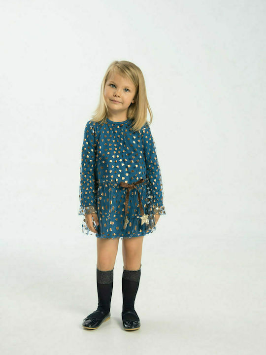 Funky Kids Dress Long Sleeve Blue