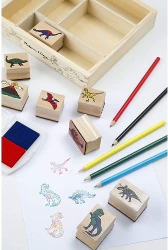 Melissa & Doug Σφραγίδες Ξύλινο Σετ Δεινόσαυροι για Παιδιά 4+ Ετών
