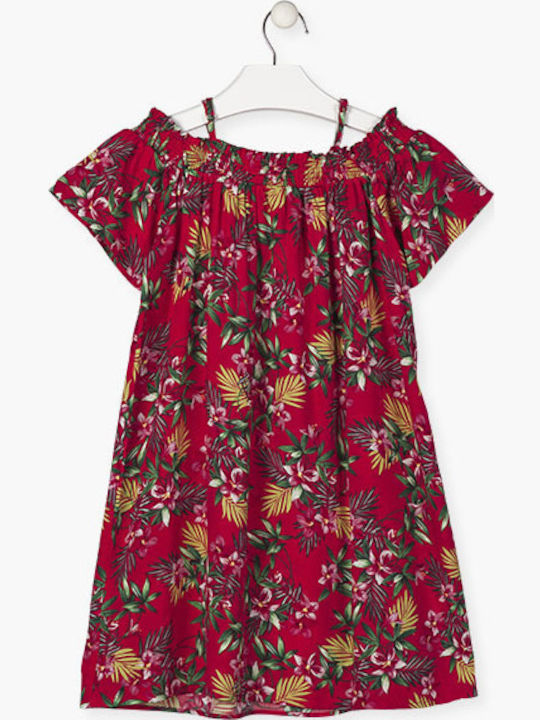 Children's Dress Short Sleeve Floral Fuchsia