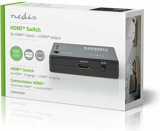Nedis Comutator HDMI VSWI3453BK