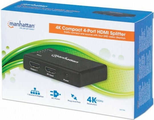 Manhattan IDATA HDMI-4K4PMH 4-way 4K HDMI Splitter 450003