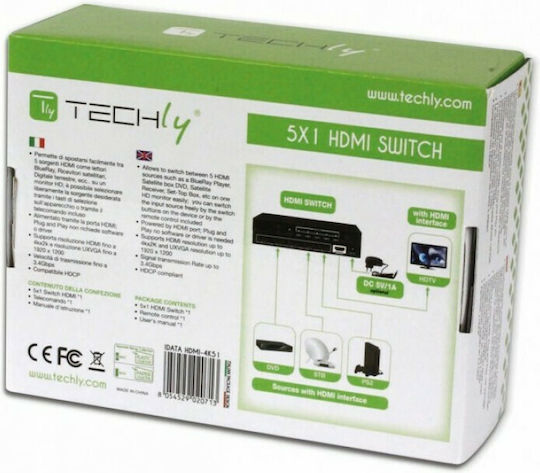 Techly IDATA HDMI-4K51 HDMI Switch IDATA HDMI-4K51