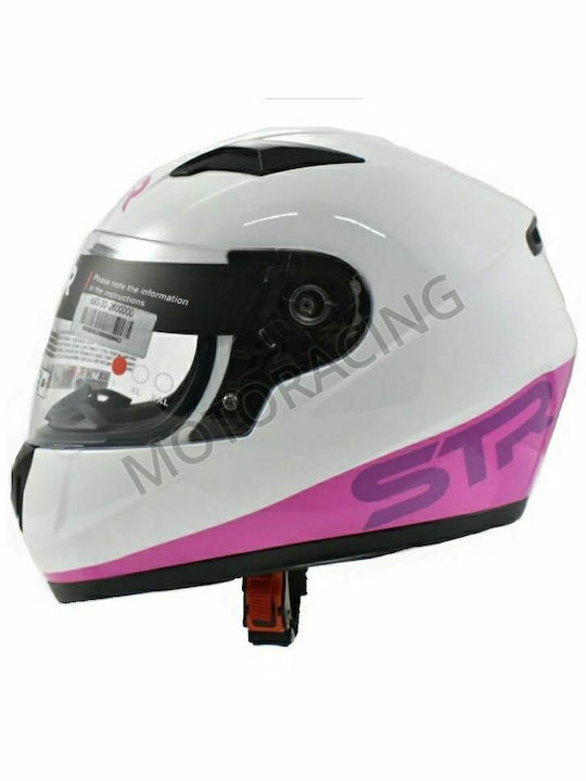 STR J1-Joy White/Pink Children's Motorcycle Helmet Full Face ECE 22.05