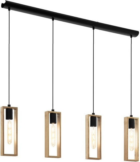Eglo Littleton Lustră Negru Calea ferată pentru 4 Becuri E27 116x5.5x110cm.