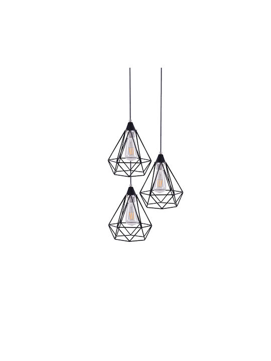 Home Lighting Mila Adjustable Ceiling Light Black Grid with E27 Socket 35x35x150cm