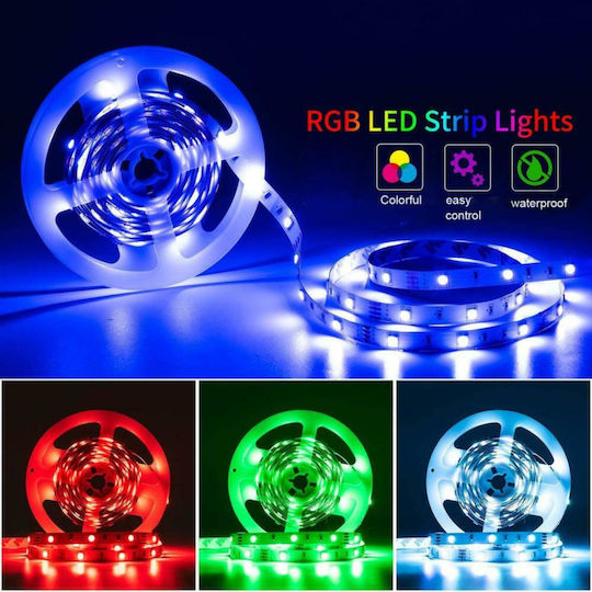 Andowl Smart Ταινία LED 12V RGB Φως 5m Τύπου SMD5050 με Τροφοδοτικό & Τηλεχειριστήριο