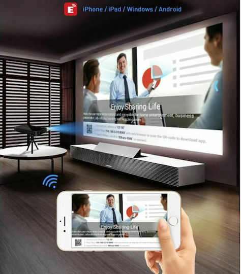 Clever CleverCinema V5 Mini Projector DLP (DMD) Standard Lamp with Wi-Fi and Built-in Speakers Black