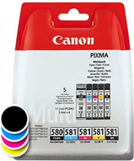 Canon CLI-581 Original Pack of 4 InkJet Printer Inks Yellow / Cyan / Magenta / Black (2103C004)