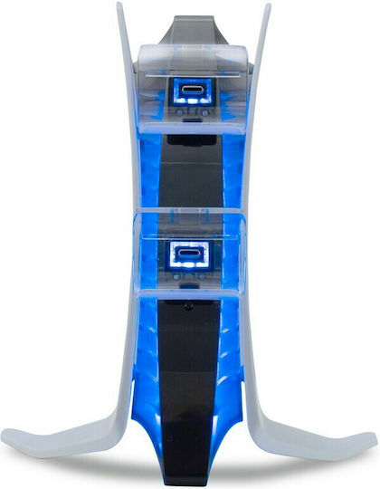Zeroground CH-1500G Charging Station for 2 controllers PS5 with LED lighting White