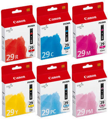 Canon PGI-29 Γνήσιο Πακέτο 6 Μελανιών Εκτυπωτή InkJet Photo Κυανό / Photo Ματζέντα / Κίτρινο / Κυανό / Κόκκινο / Ματζέντα (4873B005)