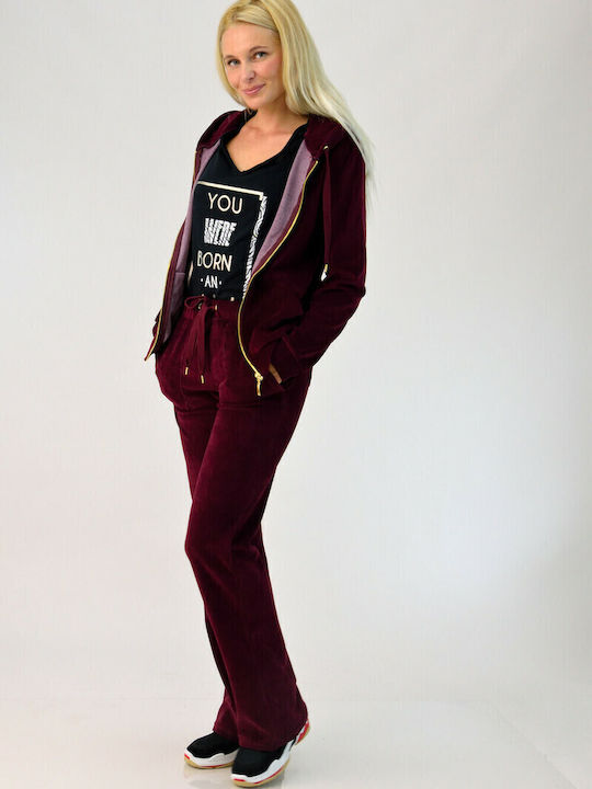 Sweatpants Set Velvet Burgundy