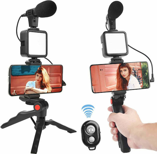IRiSfot Jumpflash KIT-01LM Selfie Stick Τρίποδο Κινητού Bluetooth με Φωτισμό Μαύρο