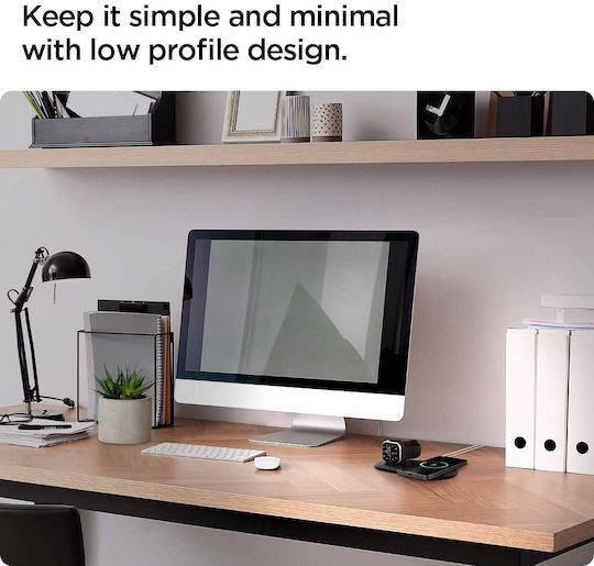 Spigen MagFit Duo Βάση Φόρτισης MagSafe σε Μαύρο χρώμα