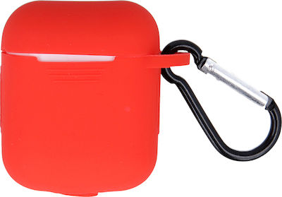 Case Silicone with Hook in Red color for Apple AirPods 1 / AirPods 2