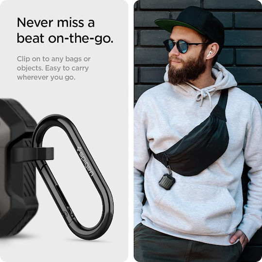 Spigen Tough Armor Silicone Case with Keychain Gunmetal for Apple AirPods 3