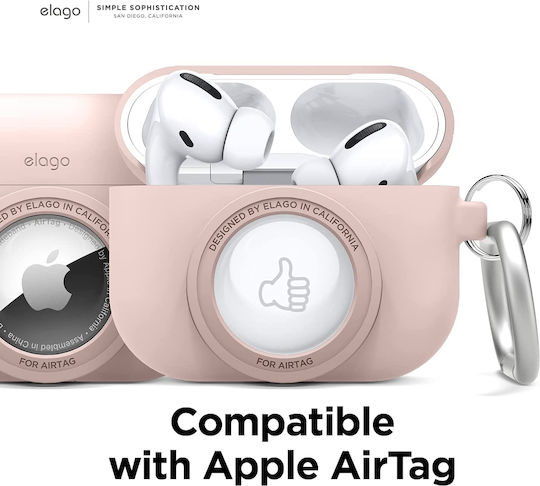 Elago AT Snapshot Silicone Case with Keychain Sand Pink for Apple AirPods Pro